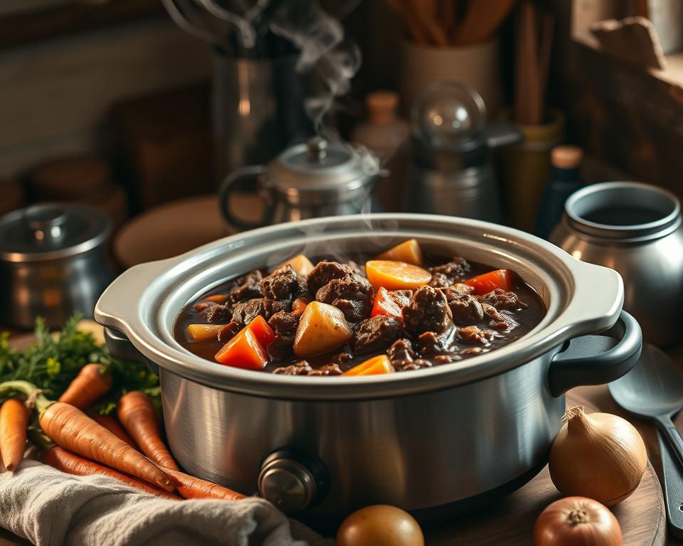 Hearty beef stew recipe with tender beef chunks, vegetables, and rich flavorful gravy, perfect comfort food for family dinners