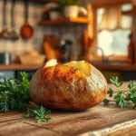 Perfectly cooked Air Fryer Baked Potato with crispy skin and fluffy center, easy and delicious recipe