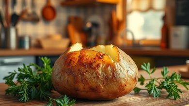 Perfectly cooked Air Fryer Baked Potato with crispy skin and fluffy center, easy and delicious recipe