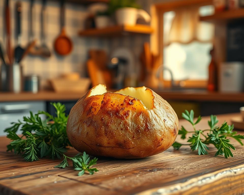 Perfectly cooked Air Fryer Baked Potato with crispy skin and fluffy center, easy and delicious recipe