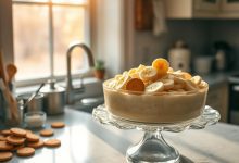 Magnolia Bakery’s Creamy banana pudding layered with fresh bananas, vanilla wafers, and whipped topping, classic dessert recipe for all occasions