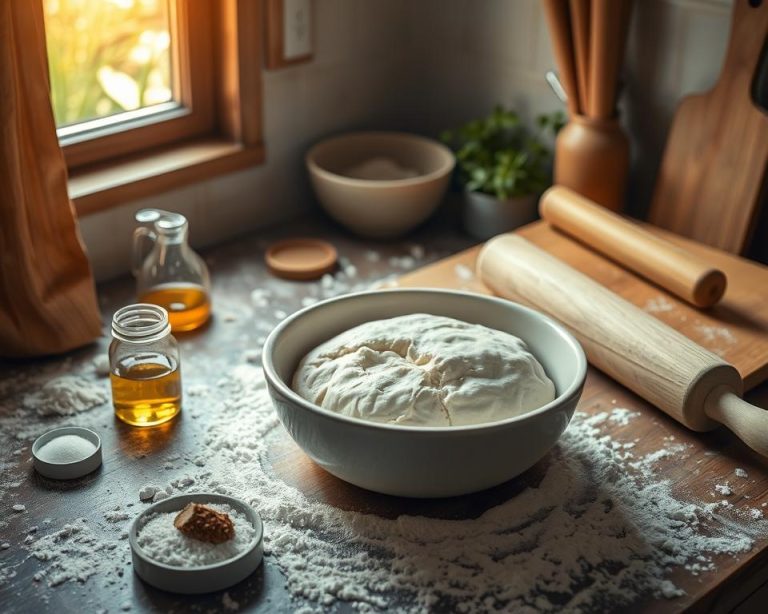 Homemade pizza dough on a wooden surface, perfectly kneaded and ready to bake, ideal for crafting delicious, fresh, and crispy homemade pizzas.